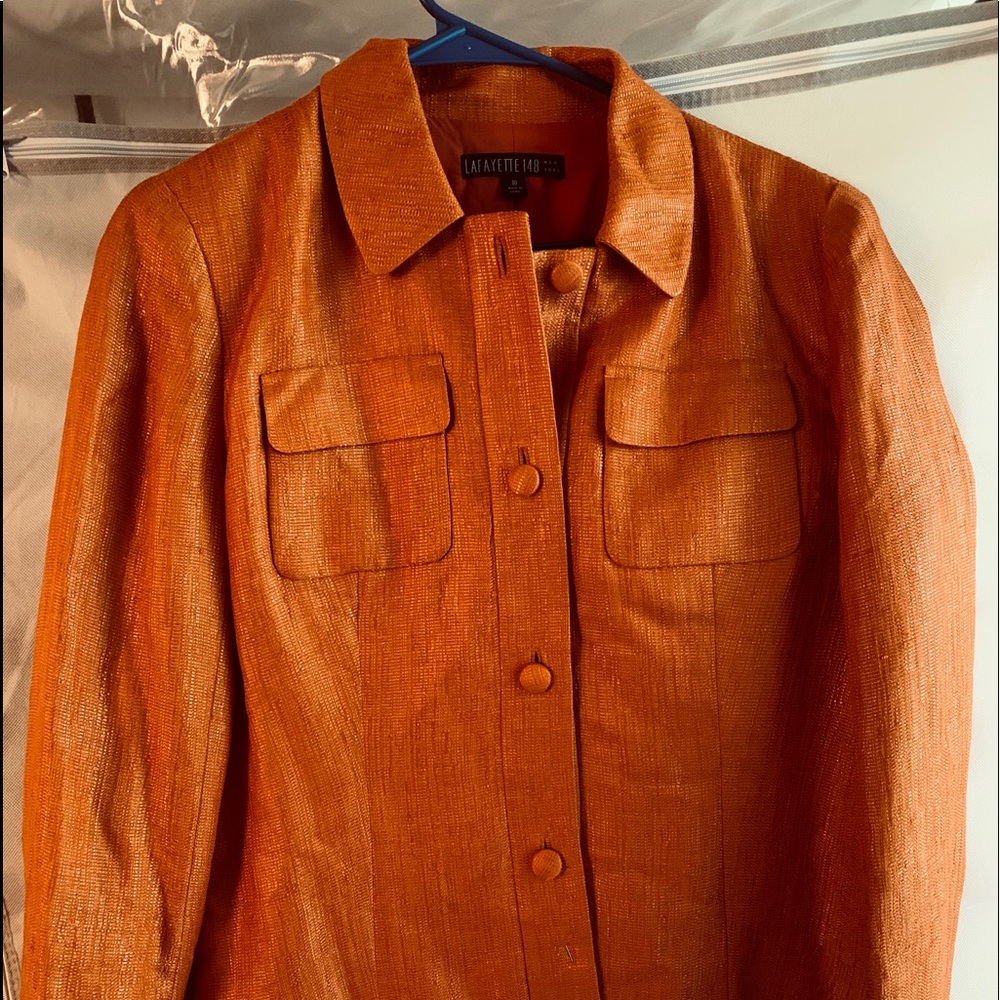 Lafayette 148 NY Waist Length Jacket Orange S 10